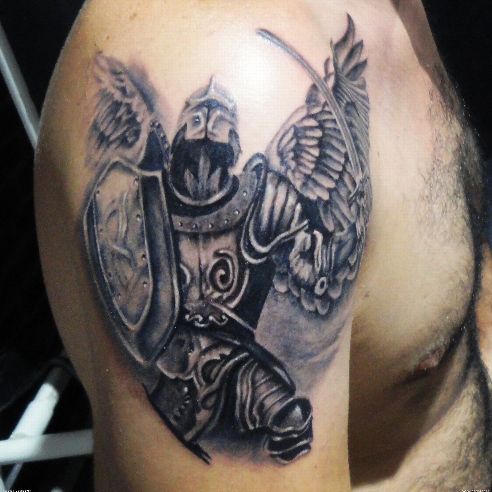 27 Warrior Angel Tattoos Designs Images And Ideas inside proportions 1600 X 1600