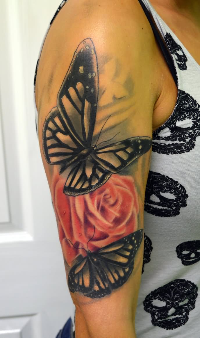 37 Inspiring Butterfly And Rose Tattoos in sizing 688 X 1162
