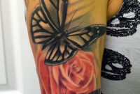37 Inspiring Butterfly And Rose Tattoos within proportions 688 X 1162