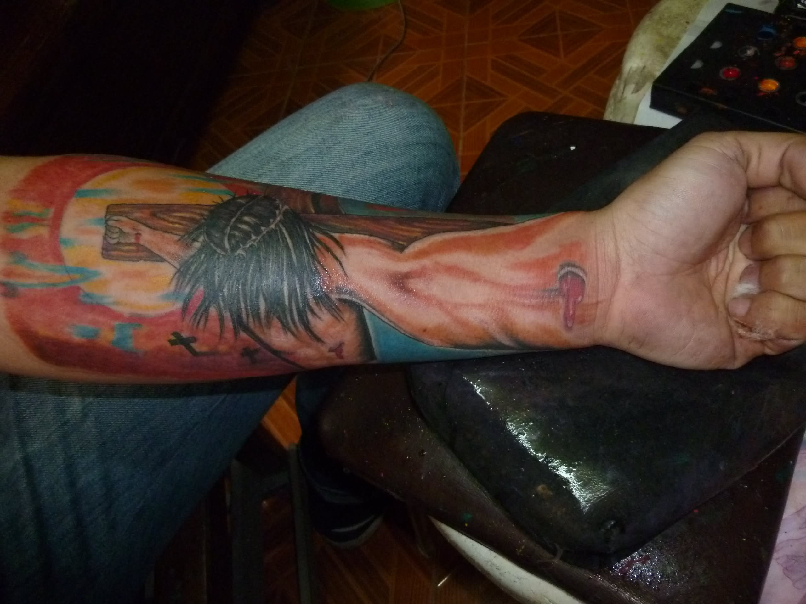 3d Jesus Cross Tattoo On Left Forearm for dimensions 2560 X 1920
