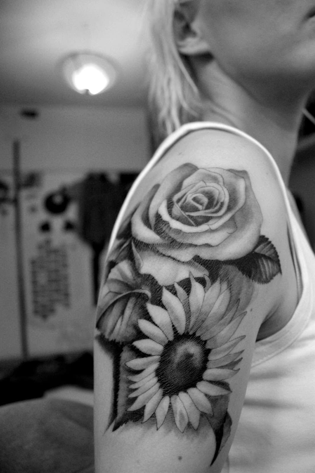 40 Black And White Daisy Tattoos intended for dimensions 1066 X 1600
