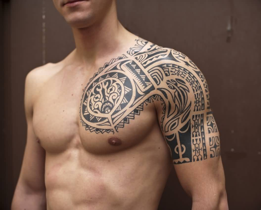 45 Tribal Chest Tattoos For Men with sizing 1055 X 850