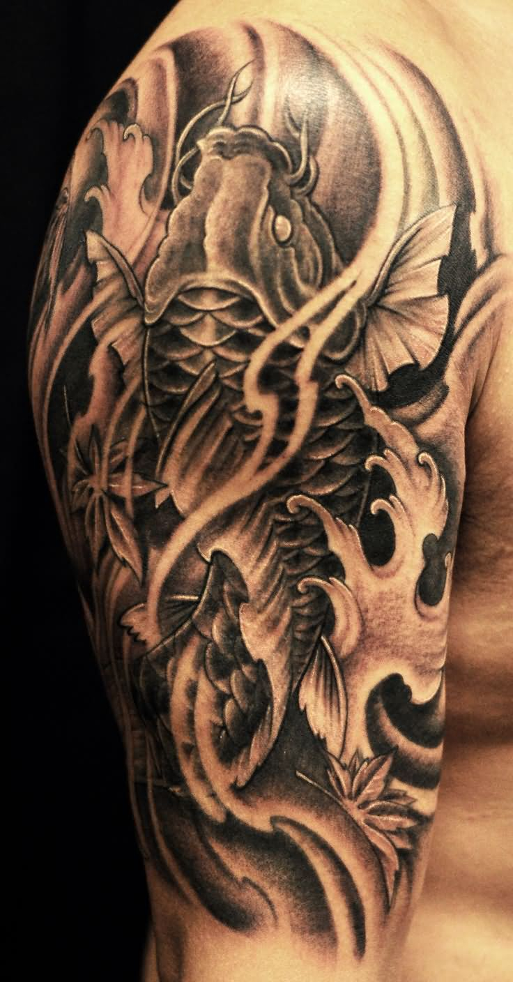 Koi Fish Tattoo Forearm Black And Grey • Arm Tattoo Sites