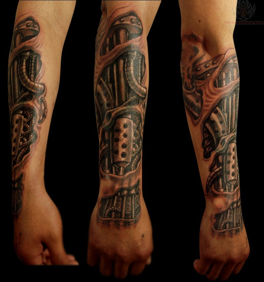 54 Mechanical Sleeve Tattoos inside size 864 X 924