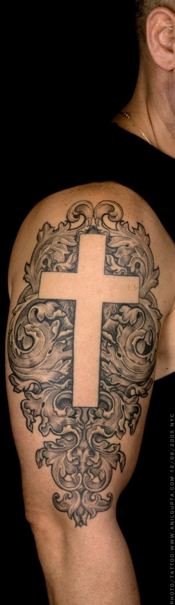 56 Best Cross Tattoos For Men Improb intended for size 593 X 2048