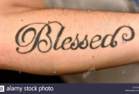 A Blessed Tattoo On A Mans Arm Stock Photo 104406321 Alamy in measurements 1300 X 793