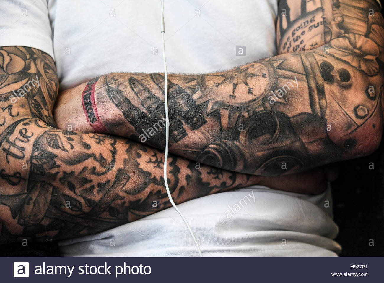 A Man With Heavily Tattooed Arms Stock Photo 126054489 Alamy within sizing 1300 X 956