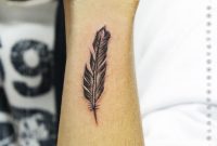 Above Is Very Small Feather Tattoo On Arm Of A Girl Tattoos Are in dimensions 1000 X 1000