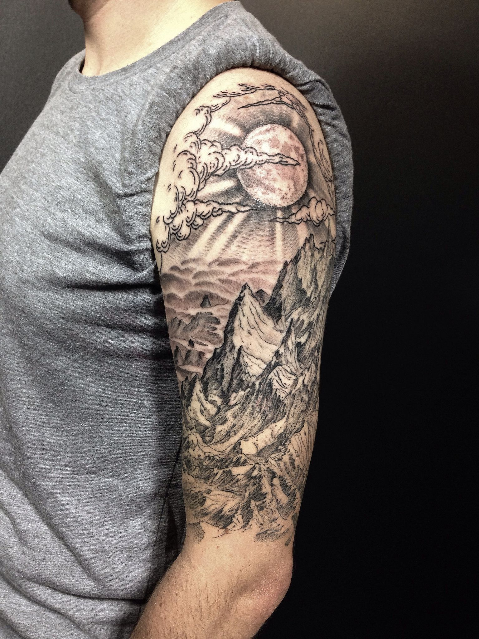 All Done Completed Drews Mountain Landscape Half Sleeve In Only for dimensions 1536 X 2048