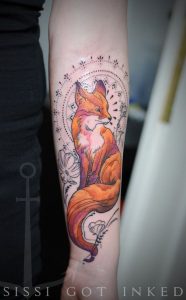Amazing Style Painted Colored Fox With Flowers And Ornaments Tattoo for measurements 800 X 1292