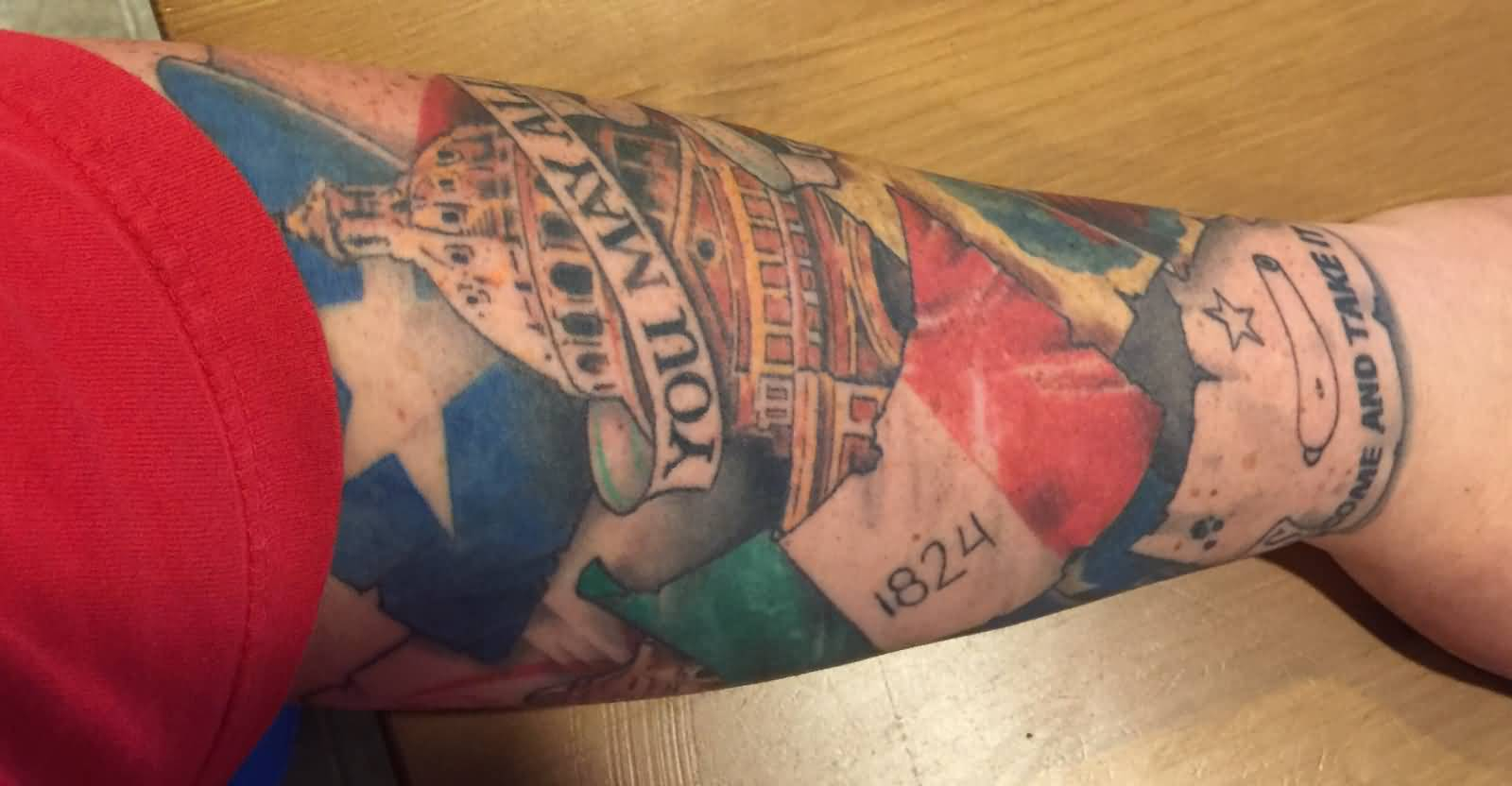 Amazing Texas Revolution Tattoo On Arm Sleeve within size 1600 X 832