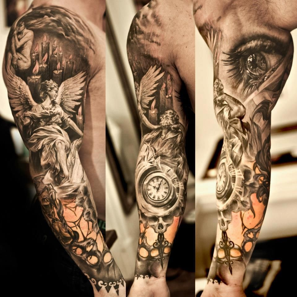 An Arm Sleeve Of Multiple Tattoos Great Shading Tattoos within size 960 X 960
