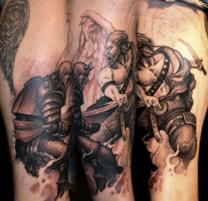 Angel And Demon Tattoo On Arm Sleeve in measurements 1600 X 1542