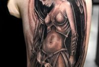Angel Girl With Sword Tattoo On Half Sleeve intended for sizing 736 X 1099