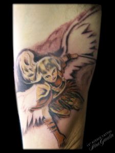 Archangel Michael Color Inner Bicep Tattoo Nina Gaudin Of 12th with regard to measurements 2128 X 2832