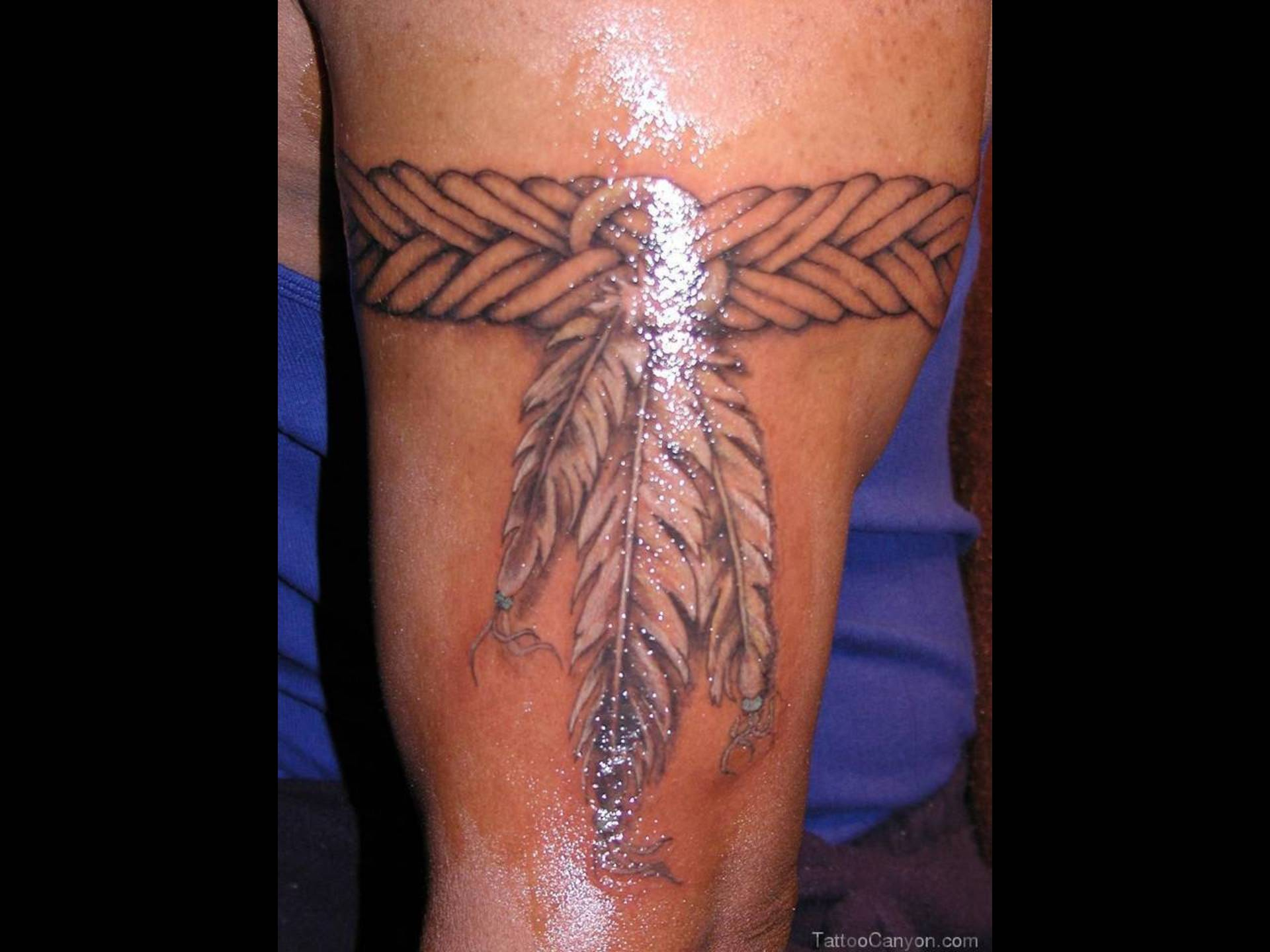 Attractive Grey Ink Feather Armband Tattoo Design throughout sizing 1920 X 1440