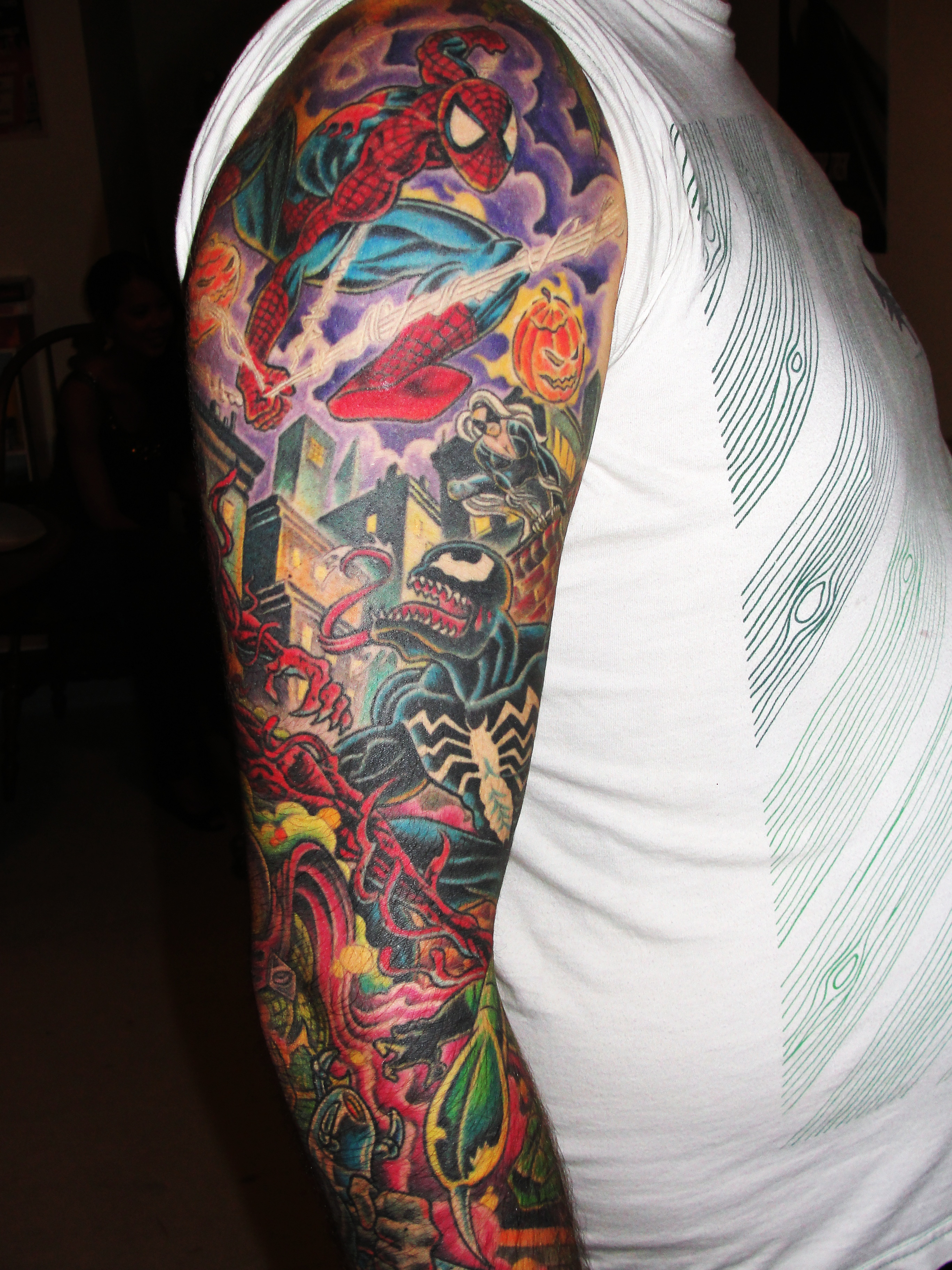 Awesome Colored Game Tattoo On Right Arm pertaining to measurements 2736 X 3648