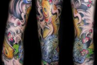 Awesome Japanese Tattoo Sleeve Really Like The Colors And The pertaining to proportions 722 X 1120