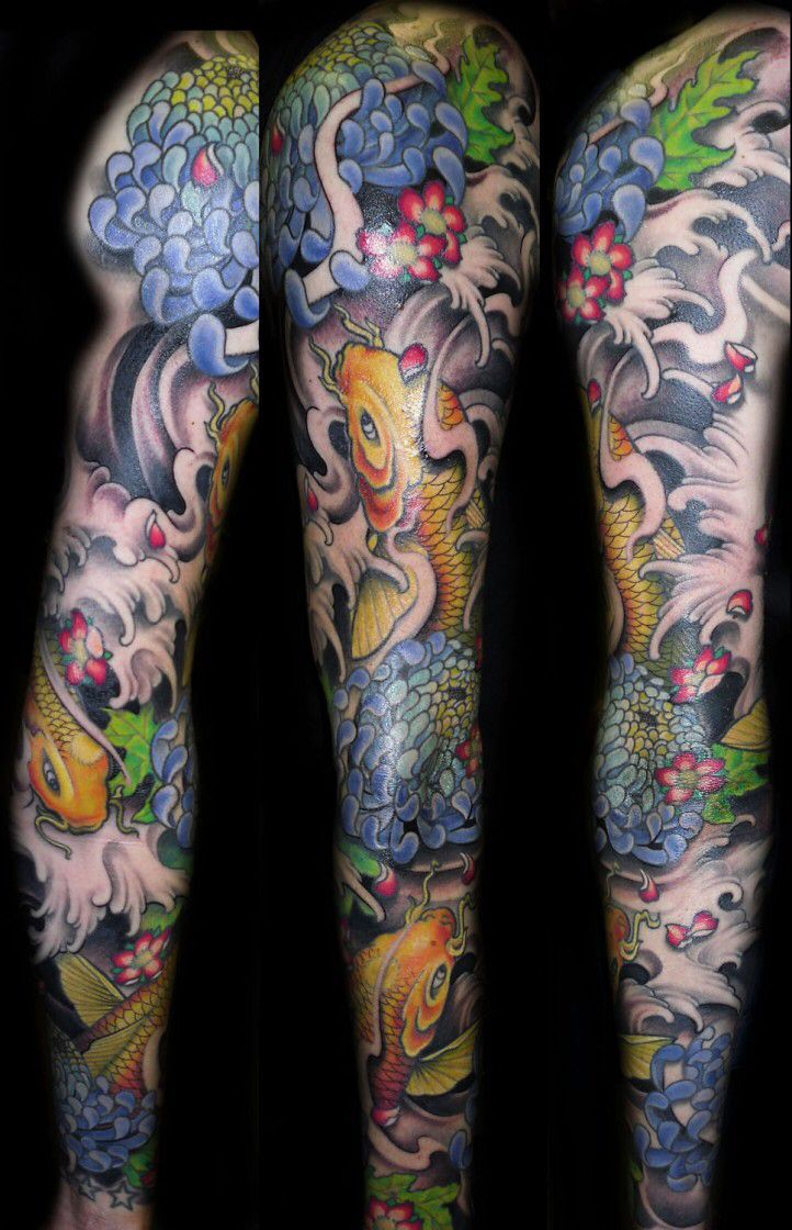 Awesome Japanese Tattoo Sleeve Really Like The Colors And The pertaining to proportions 722 X 1120
