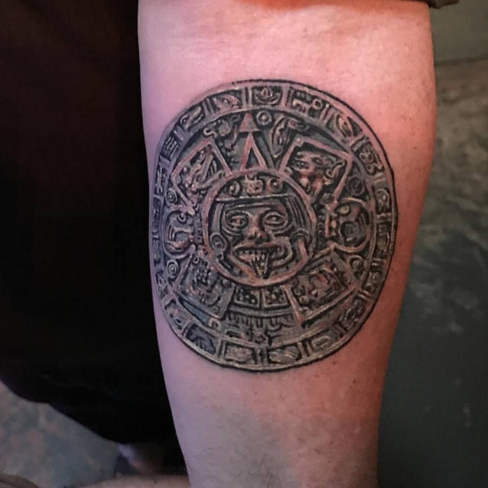 Aztec Sun Calendar Christa Ritchie At Mule Tattoo In Tustin for proportions 960 X 960