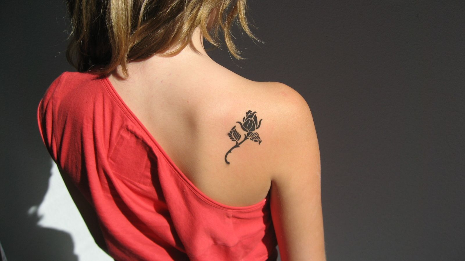 Back Shoulder Black Small Flower Tattoos Designs Tattoos regarding size 1600 X 900