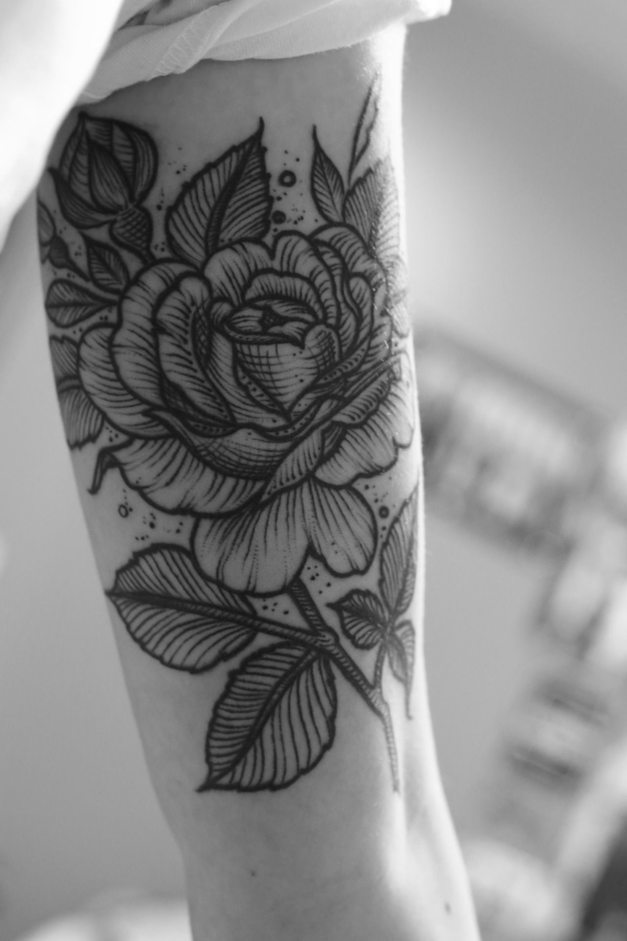Beautiful Black And White Rose Tattoo On Arm Love It Time For A regarding dimensions 1280 X 1920
