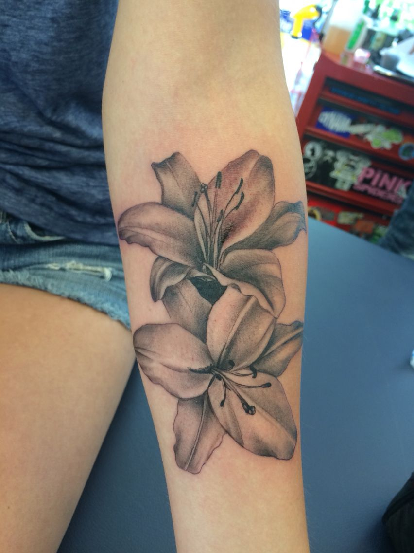 Beautiful Lilles Lilies Black And Gray Pretty Tattoos For Girls Soft throughout sizing 852 X 1136