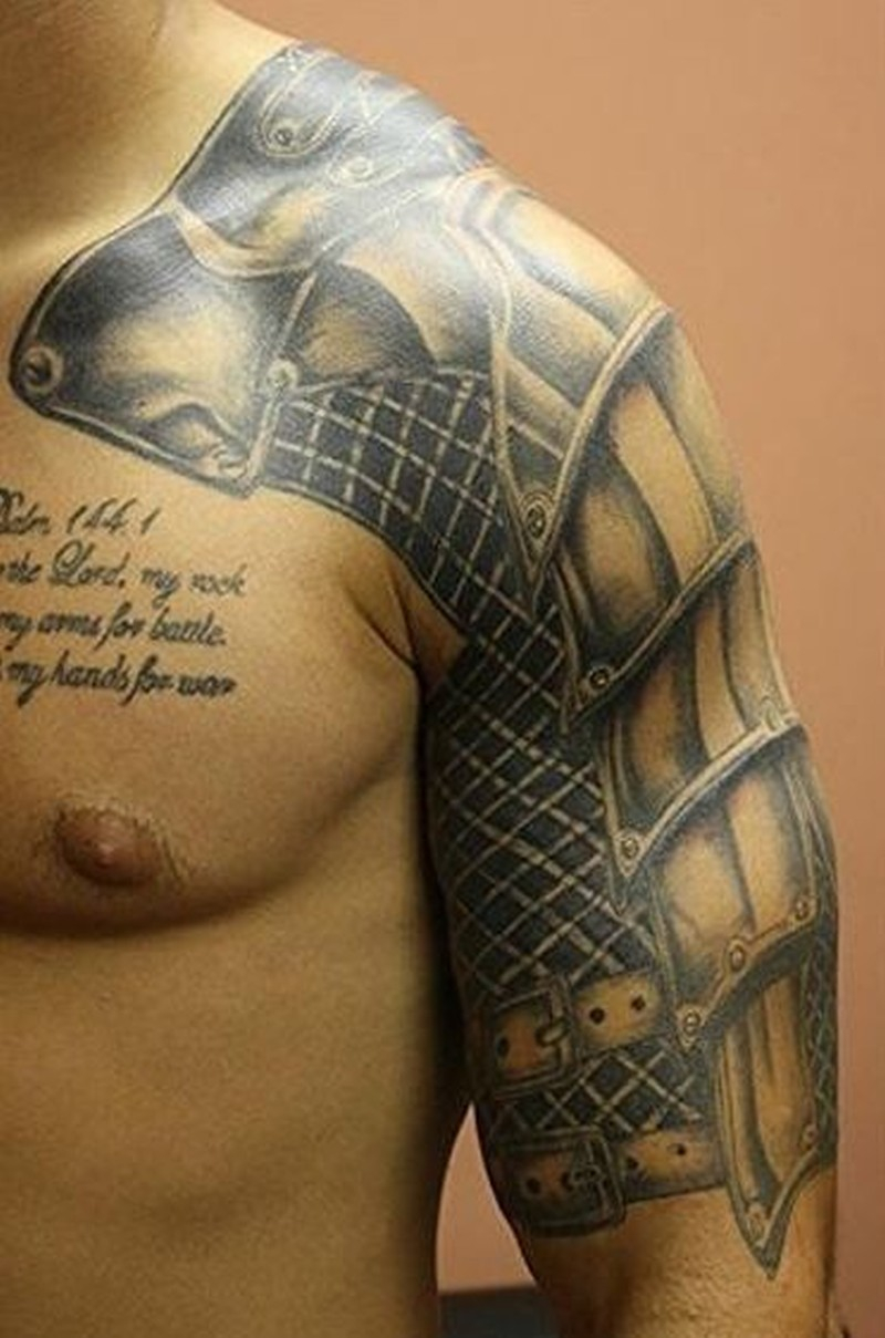 Beautiful Medieval Armor Tattoo On Upper Arm for sizing 800 X 1209