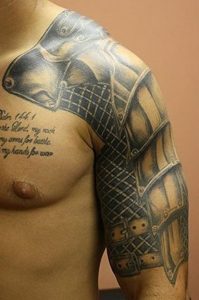 Beautiful Medieval Armor Tattoo On Upper Arm with proportions 800 X 1209