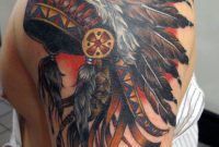 Beautiful Multicolor Native American Hat Tattoo On Upper Arm inside size 736 X 1201