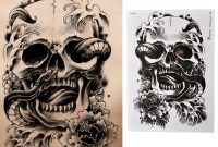 Best Scary Skull Temporary Tattoo Large Arm Body Art Tattoos Sticker within size 1000 X 1000