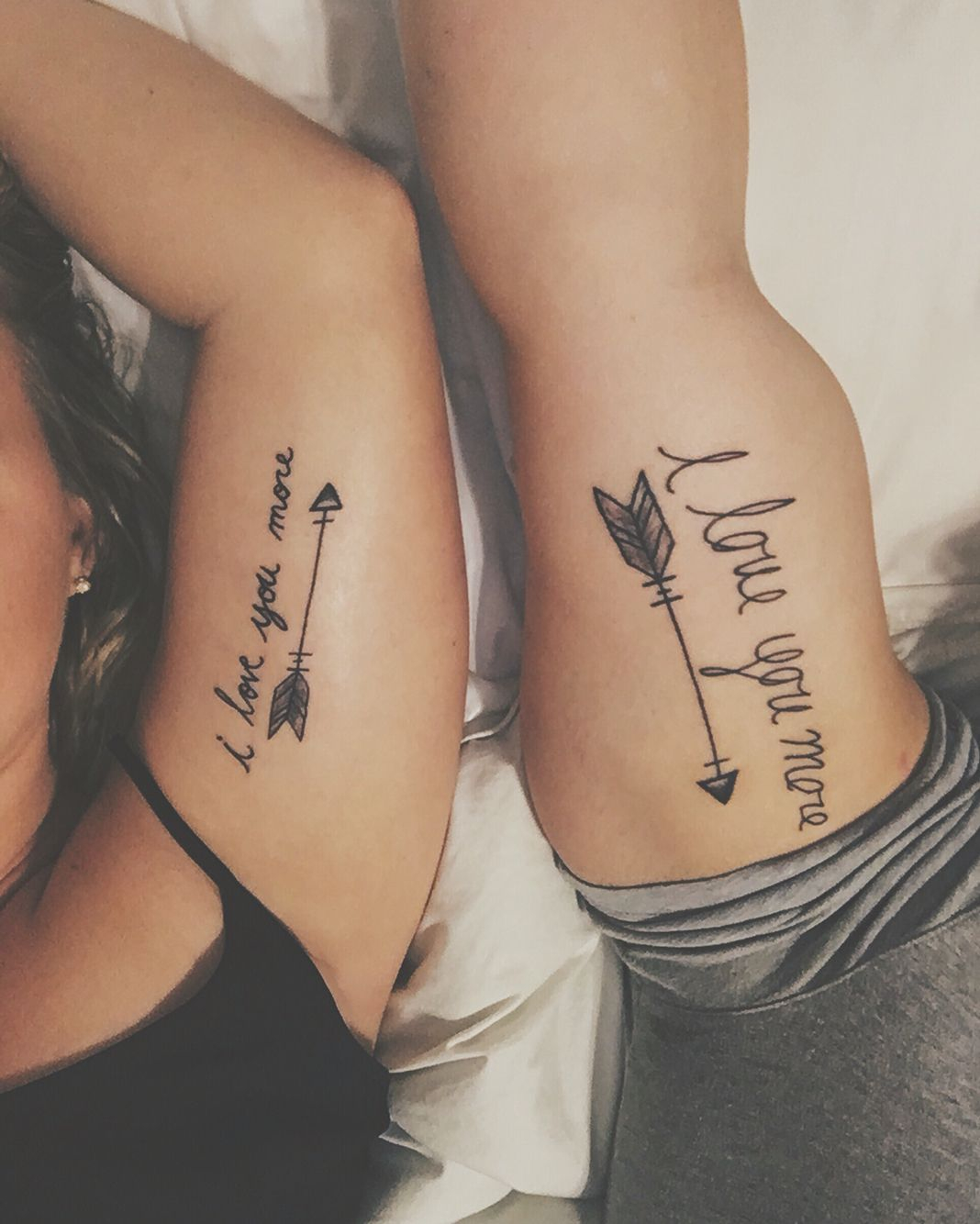 Bicep Tattoo Couple Tattoo I Love You More Handwritten Tattoo pertaining to measurements 1068 X 1334