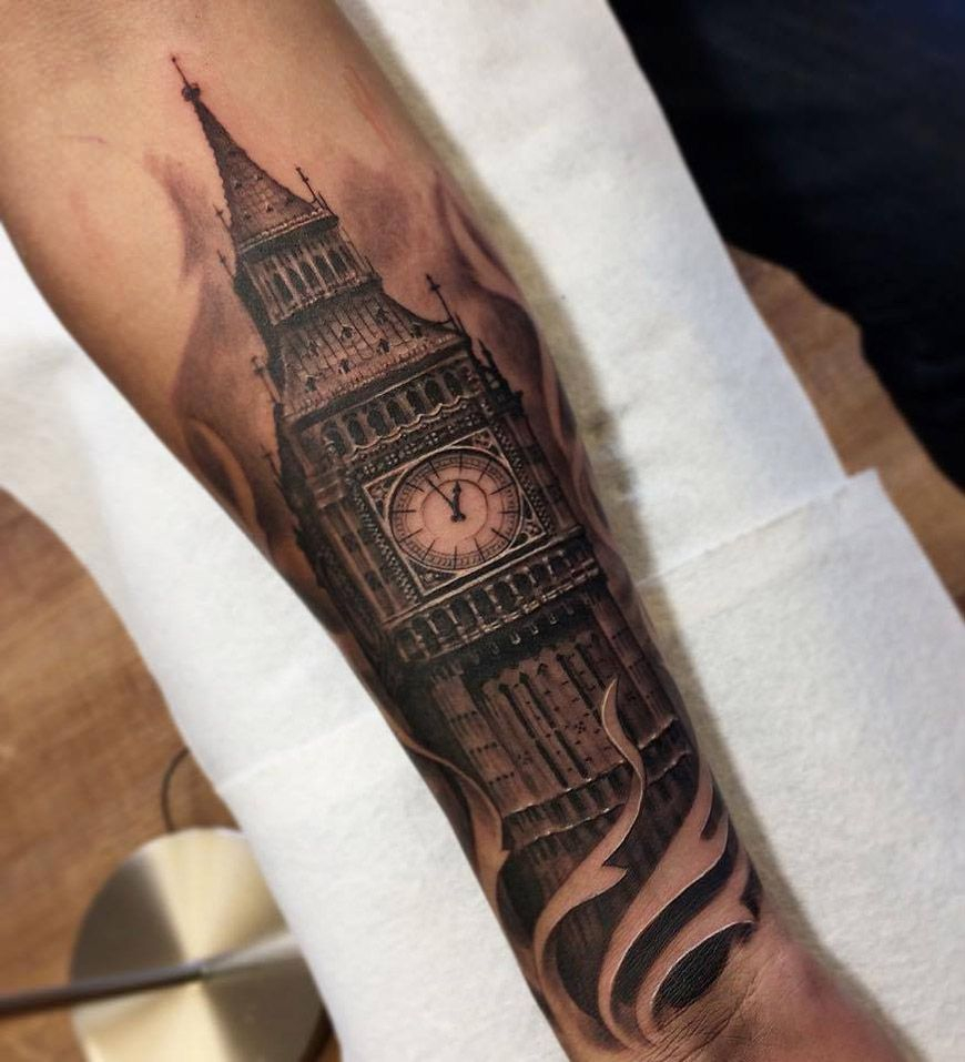 Big Ben Httptattooideas247big Ben Forearm Arm Tattoos intended for proportions 870 X 957