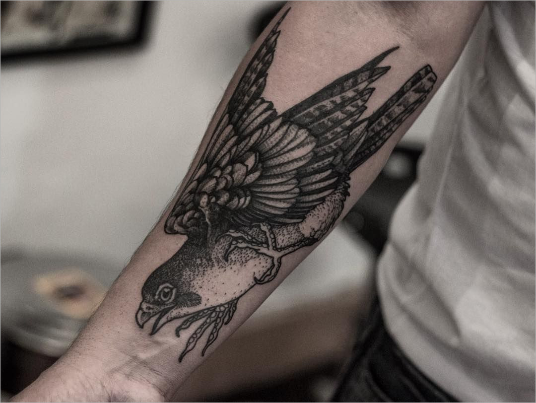 Bird Tattoo Designs For Arm New Bw Hawk Bird Tattoo Idea On The for proportions 1080 X 812