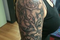 Black And Grey Compass Tattoo Nautical Tattoo Half Sleeve for dimensions 852 X 1136