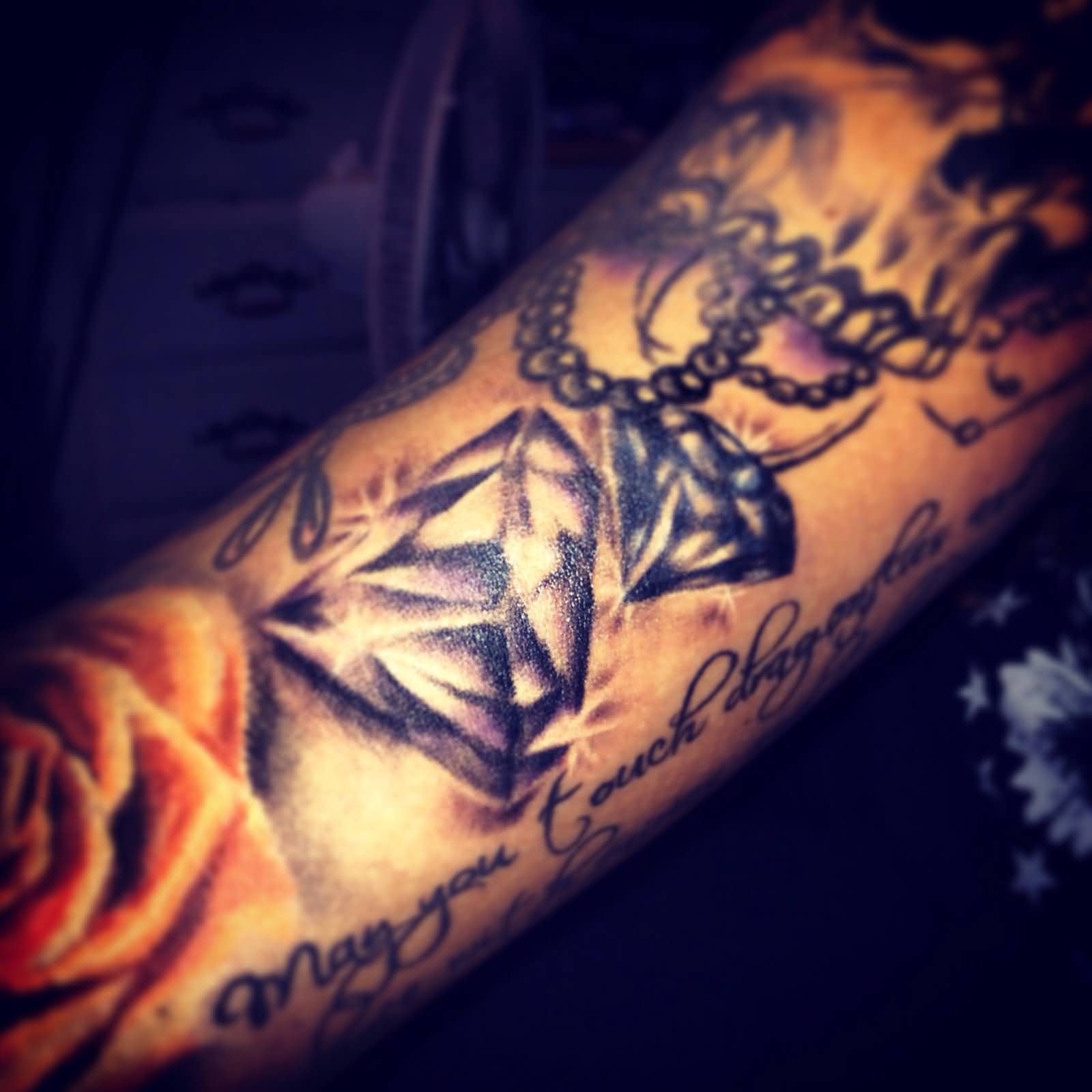 Black And Grey Diamond Tattoo On Arm Sleeve within sizing 1600 X 1600