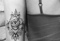 Black And White Rose Tattoo On The Back Of The Arm within dimensions 1111 X 1112