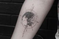 Black And White Shaded Geometric Earth Tattoo On Inner Mid Forearm with regard to dimensions 1080 X 1080