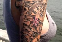 Black Full Arm Sleeve Tattoo Ideas For Women Sea Flower Rudder in proportions 1000 X 1578