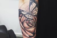 Black Grey Ink Large Rose Butterfly Tattoo On Arm intended for proportions 1080 X 1101