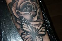 Black Ink Rose Design Butterfly Forearm Butterfly Tattoos Design with proportions 1024 X 1024
