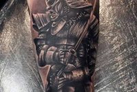 Black Ink Samurai With Sword Tattoo On Forearm Tattoos intended for dimensions 900 X 1276
