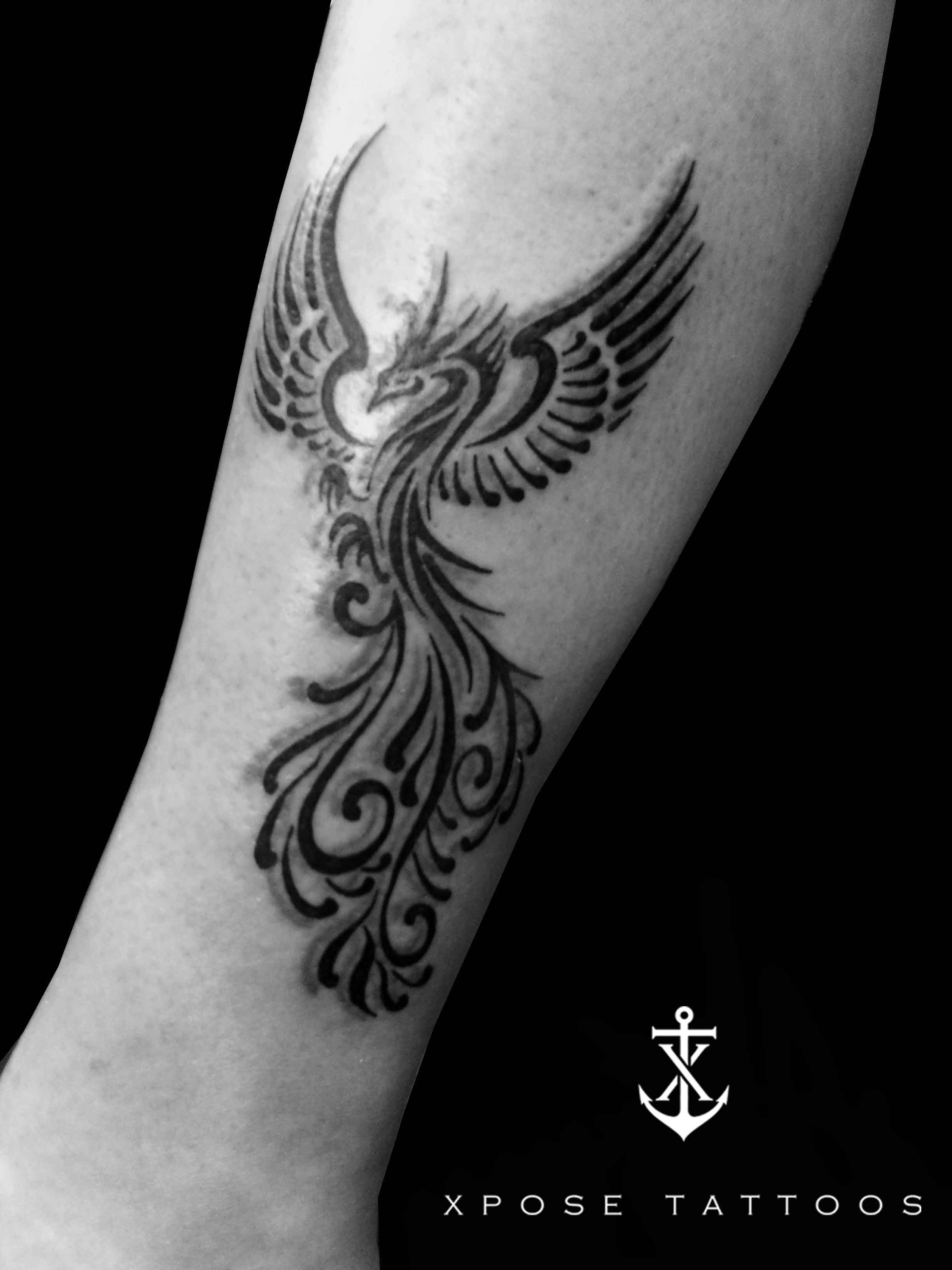 Black Ink Tribal Phoenix Tattoo Design For Forearm Xpose within proportions 2448 X 3264