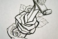 Black Outline Dagger In Rose Tattoo Stencil in sizing 900 X 1167