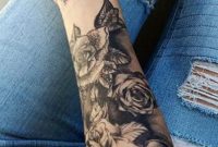 Black Rose Forearm Tattoo Ideas For Women Realistic Floral Flower in size 1228 X 2048