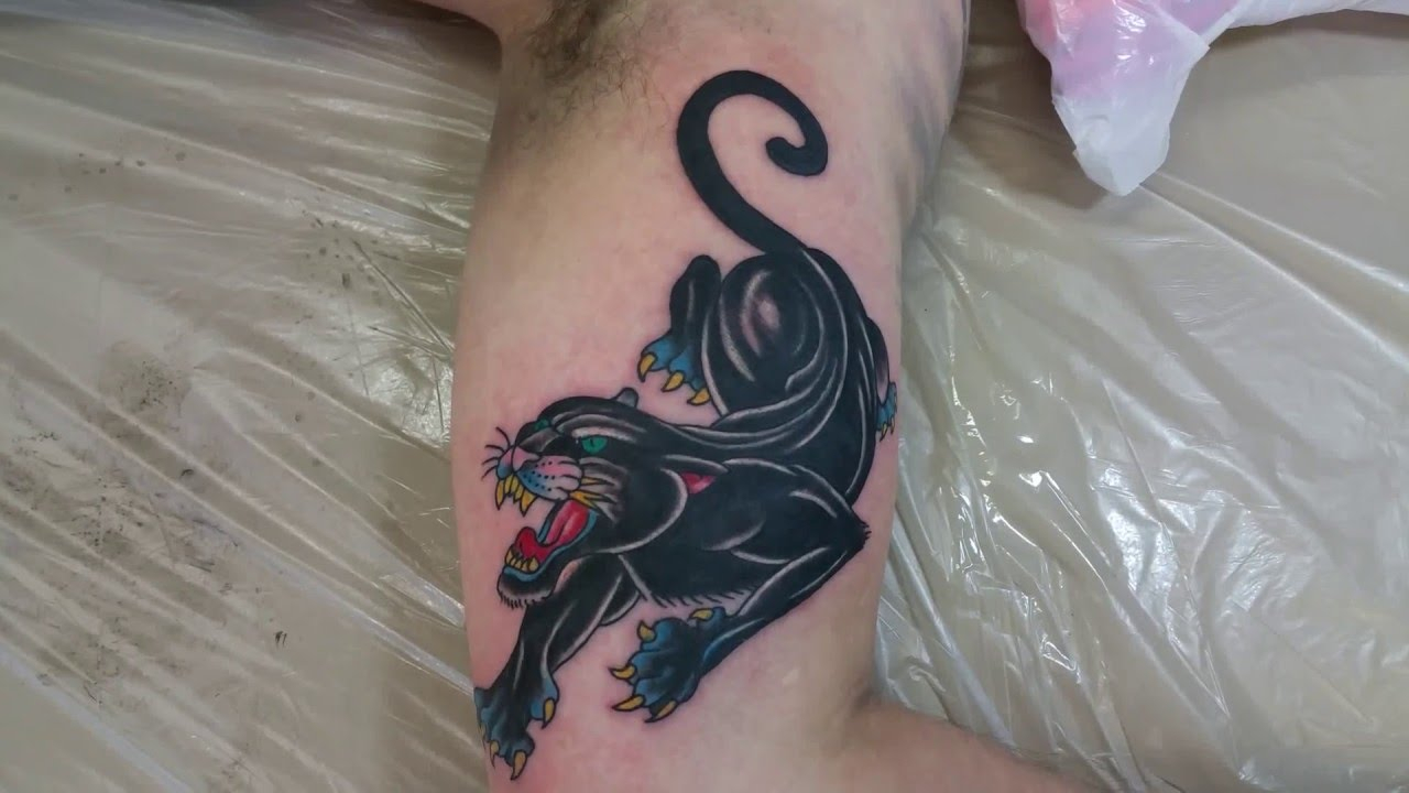 Black Traditional Panther Tattoo On Inner Bicep inside measurements 1280 X 720