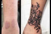 Burn Scar Cover Up Tattoo Pretty Feminine Flowers On Wrist Hand In in proportions 2480 X 2556