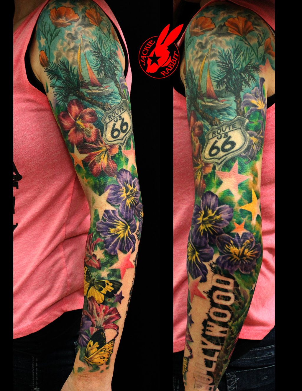 Car Sleeve Tattoo California Beach Flower Sleeve Tattoo Jacki with regard to dimensions 1024 X 1325