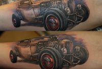 Car Tattoos Grey Ink Hot Rod Car Tattoo On Arm Cool Tattoos for measurements 3248 X 3104