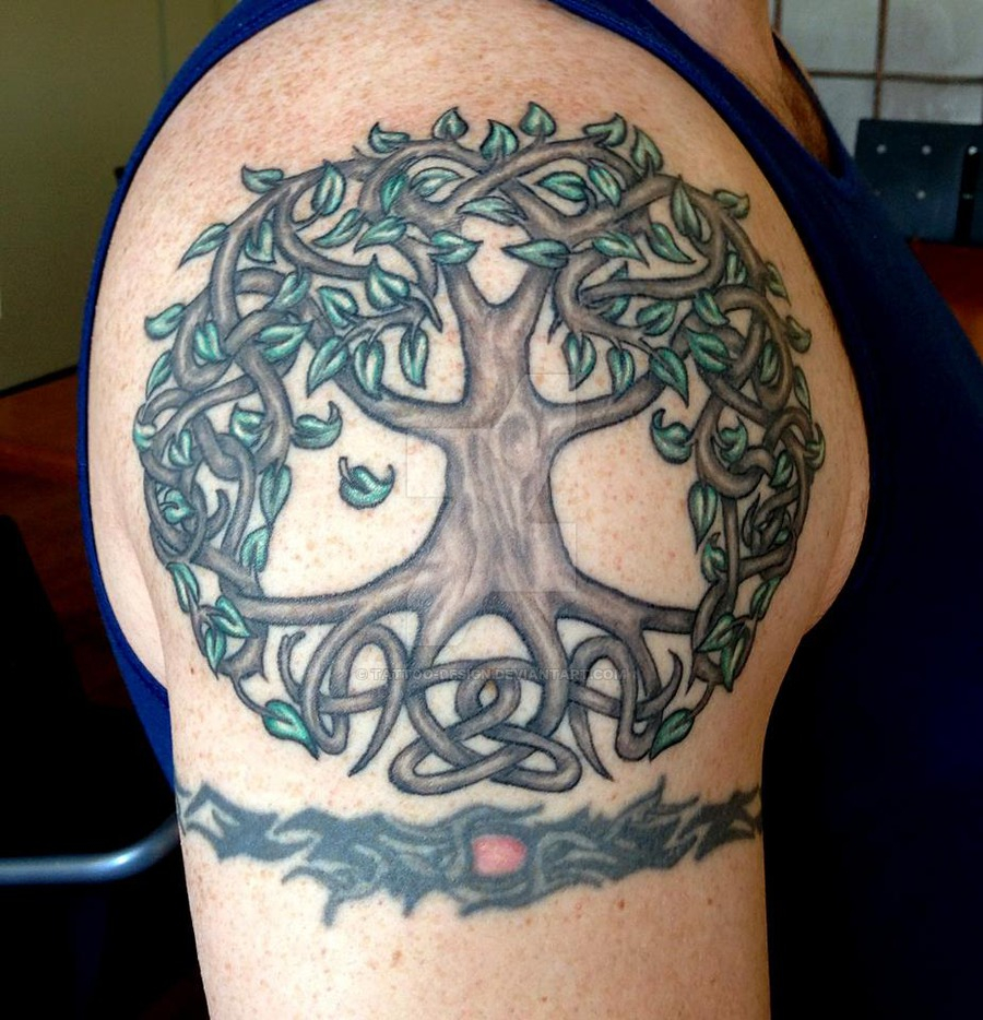 Celtic Tree Of Life Tattoo On Right Shoulder Tattoo Design pertaining to proportions 900 X 934
